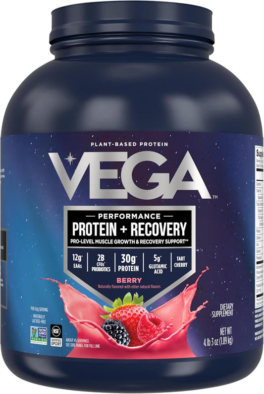 Vega Premium Sport Protein Berry Protein Powder - Vegan, Non-GMO, Gluten-Free Plant-Based Drink Mix - NSF Certified for Sport - 4lb 3 oz