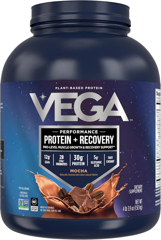 Vega Premium Sport Protein Mocha Powder - Vegan & Non-GMO Plant-Based Drink Mix - NSF Certified for Sport - 4lb 3 oz