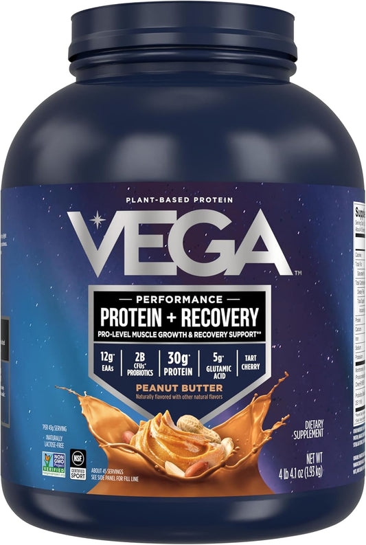 Vega Premium Sport Protein Peanut Butter Powder - 4lb 4.1 oz Plant Based Drink Mix, Vegan, Non GMO, Gluten Free, NSF Certified