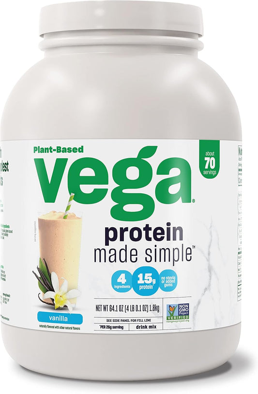 Vega Vanilla XL Value Tub Protein Powder, 70 Servings, Plant Based, Gluten Free, Stevia Free, Pea Protein, 3.9lbs
