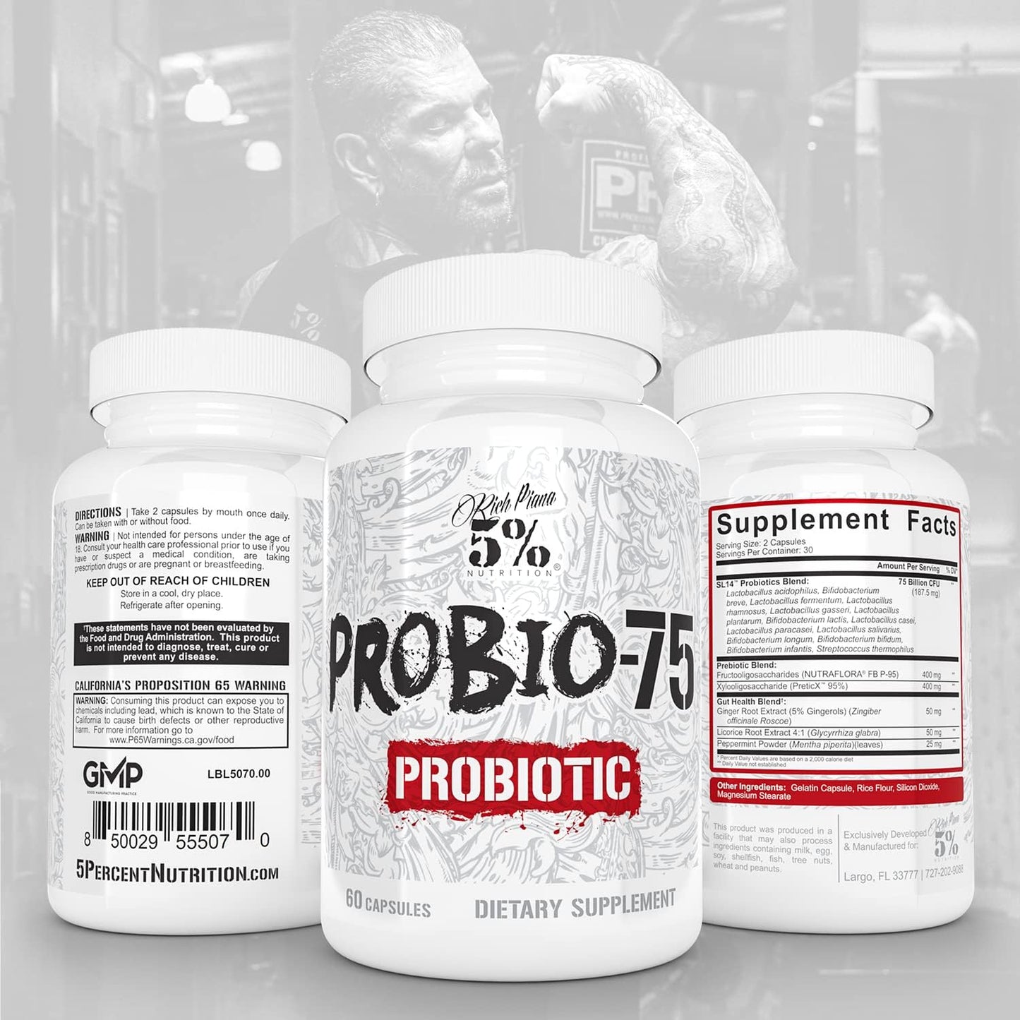 Vegan 5% Nutrition Rich Piana Probio-75 Billion CFUs with 14 Unique Strains