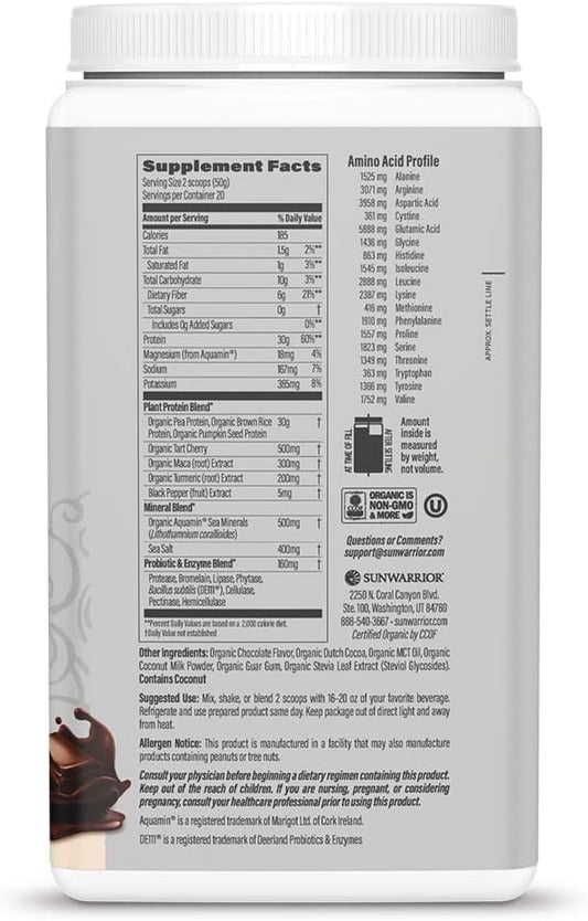 Vegan Active Protein Powder: Sunwarrior High Performance Plant-Based Recovery Drink for Athletes (Sugar-Free)