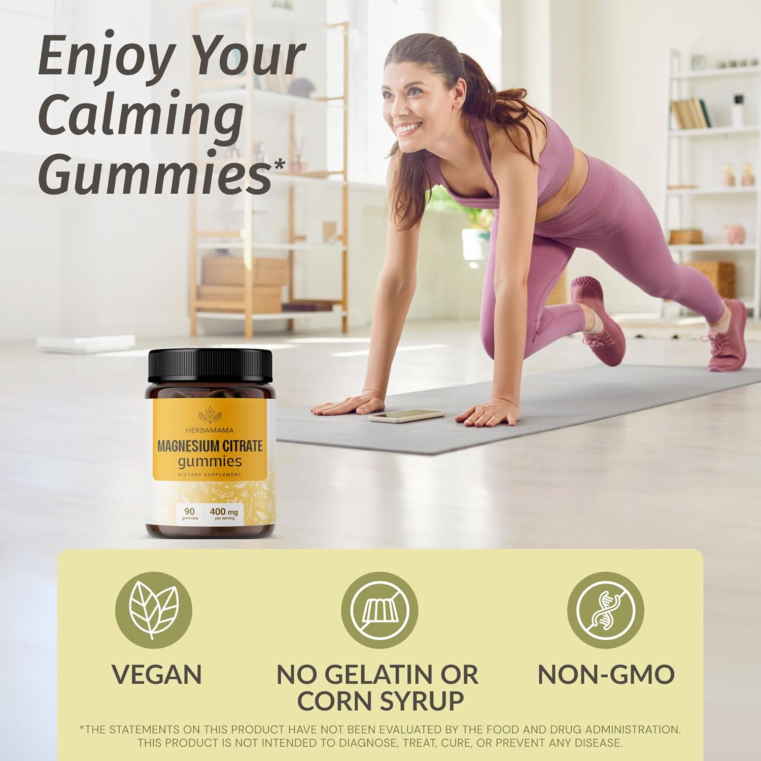 Vegan Adrenal Complex & Magnesium Citrate Gummies Bundle - Non-GMO, Gelatin-Free - 2 Pack by HERBAMAMA