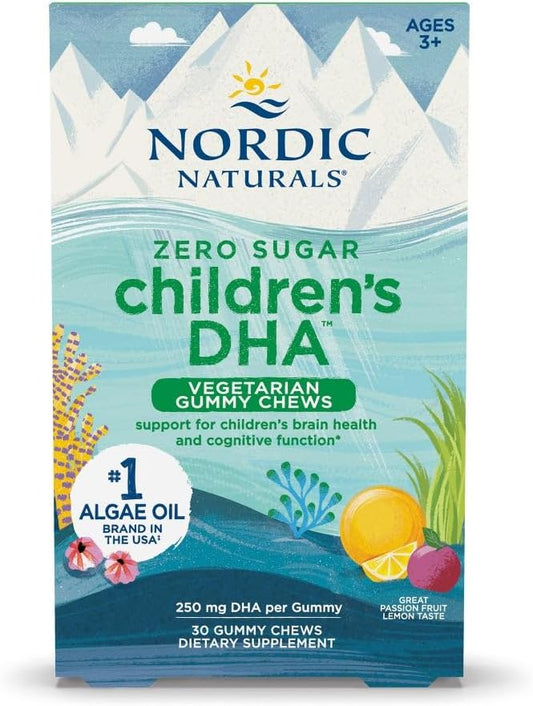 Vegan Algae Oil Omega-3 Gummy Chews for Kids - Passion Fruit Lemon Flavor - 30 Servings