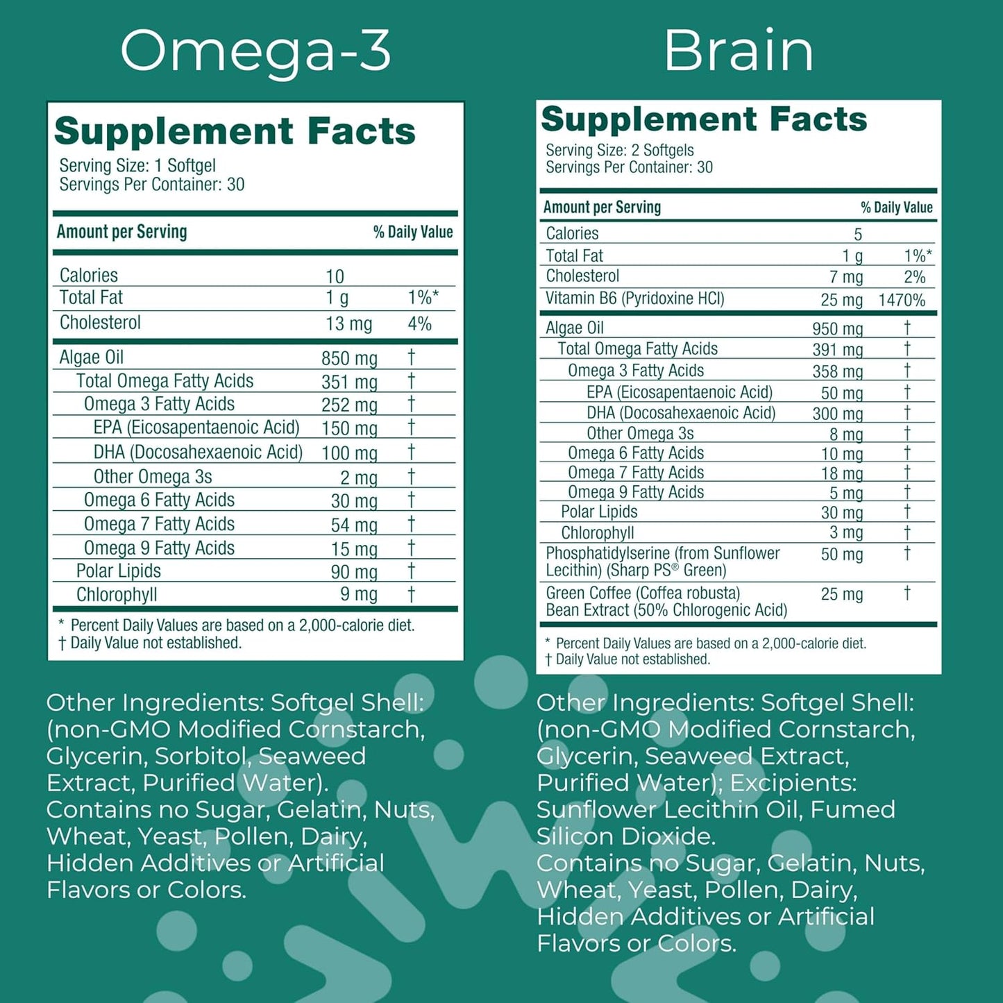 Vegan Algae Omega-3 Bundle with EPA + DHA, 30 Servings, Plant-Based Alternative to Krill & Fish Oil