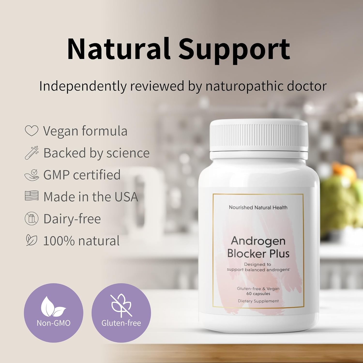 Vegan Androgen Blocker Plus Supplement for Women's Health - 360 Capsules with Zinc & Saw Palmetto for Wellness Support & Vitality