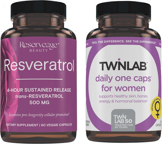 Vegan Antioxidant Supplement with Resveratrol for Brain & Heart Health - Sustained-Release Formula - 60 Capsules