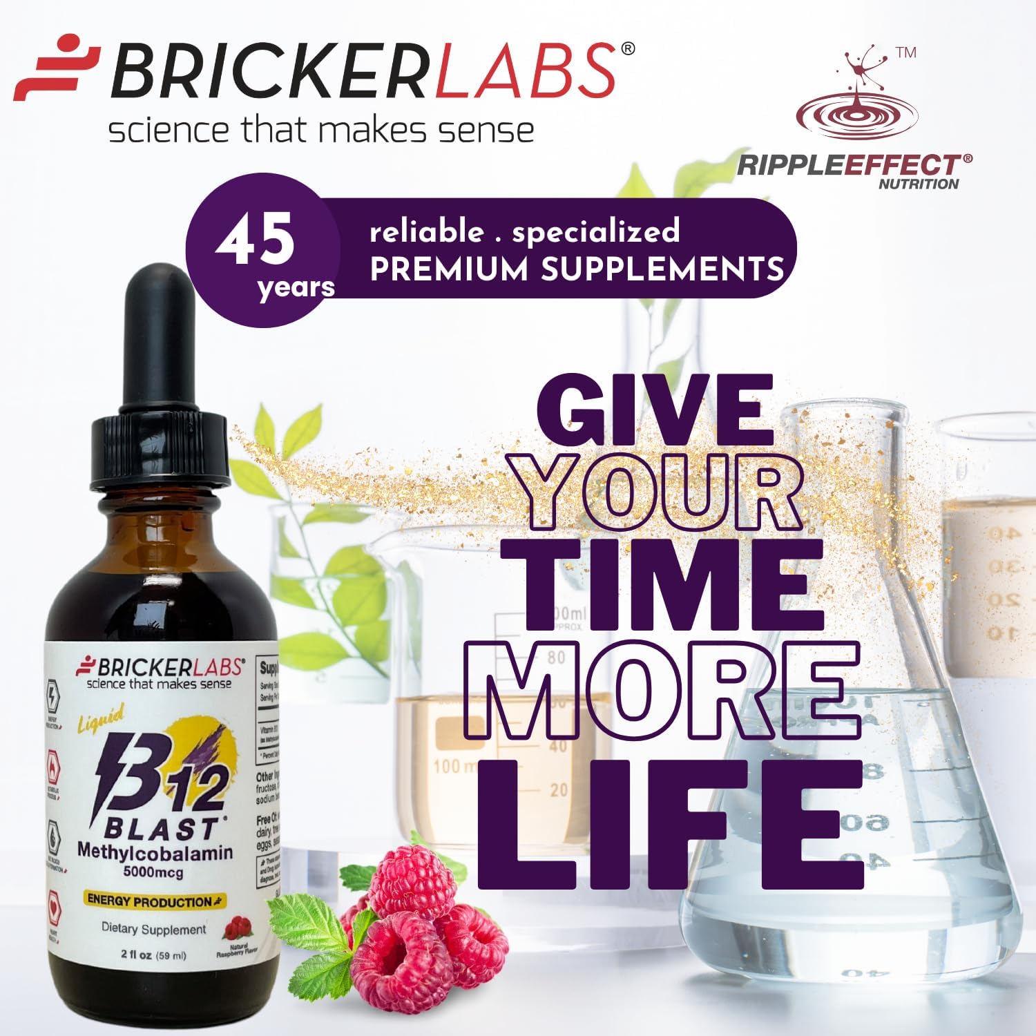 Vegan B12 Blast Methylcobalamin Liquid Energy Vitamins - 5000mcg, Sustained Energy Supplement - 59-Day Supply