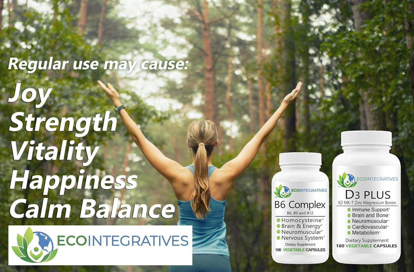 Vegan B6 Complex with B9, B12 Supports Cardiovascular & Bone Health - 100 Capsules