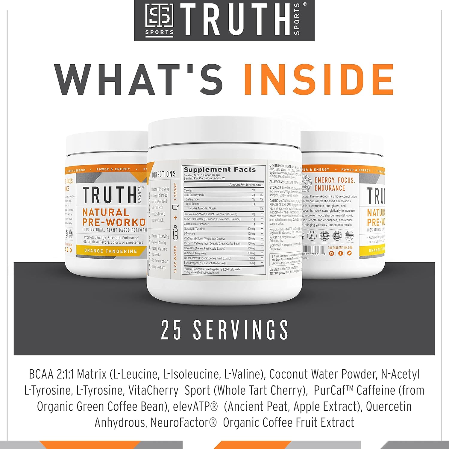 Vegan BCAA & Natural Preworkout Stack for Athletes - Pink Lemonade BCAA + Orange Tangerine Preworkout by Truth Nutrition