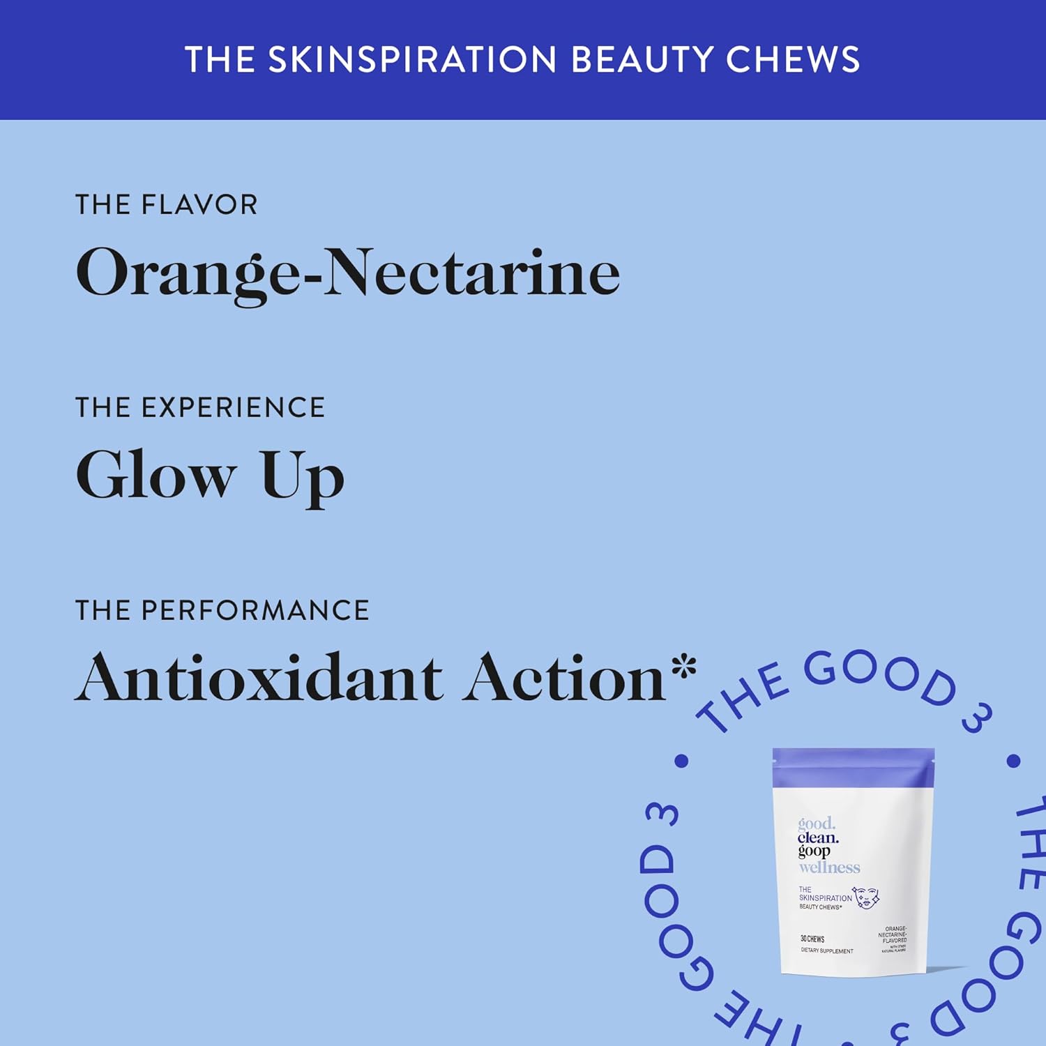 Vegan Beauty Chews with Vitamin E & Niacin for Glowing Skin - Orange Nectarine Flavored - Pack of 30 Chews