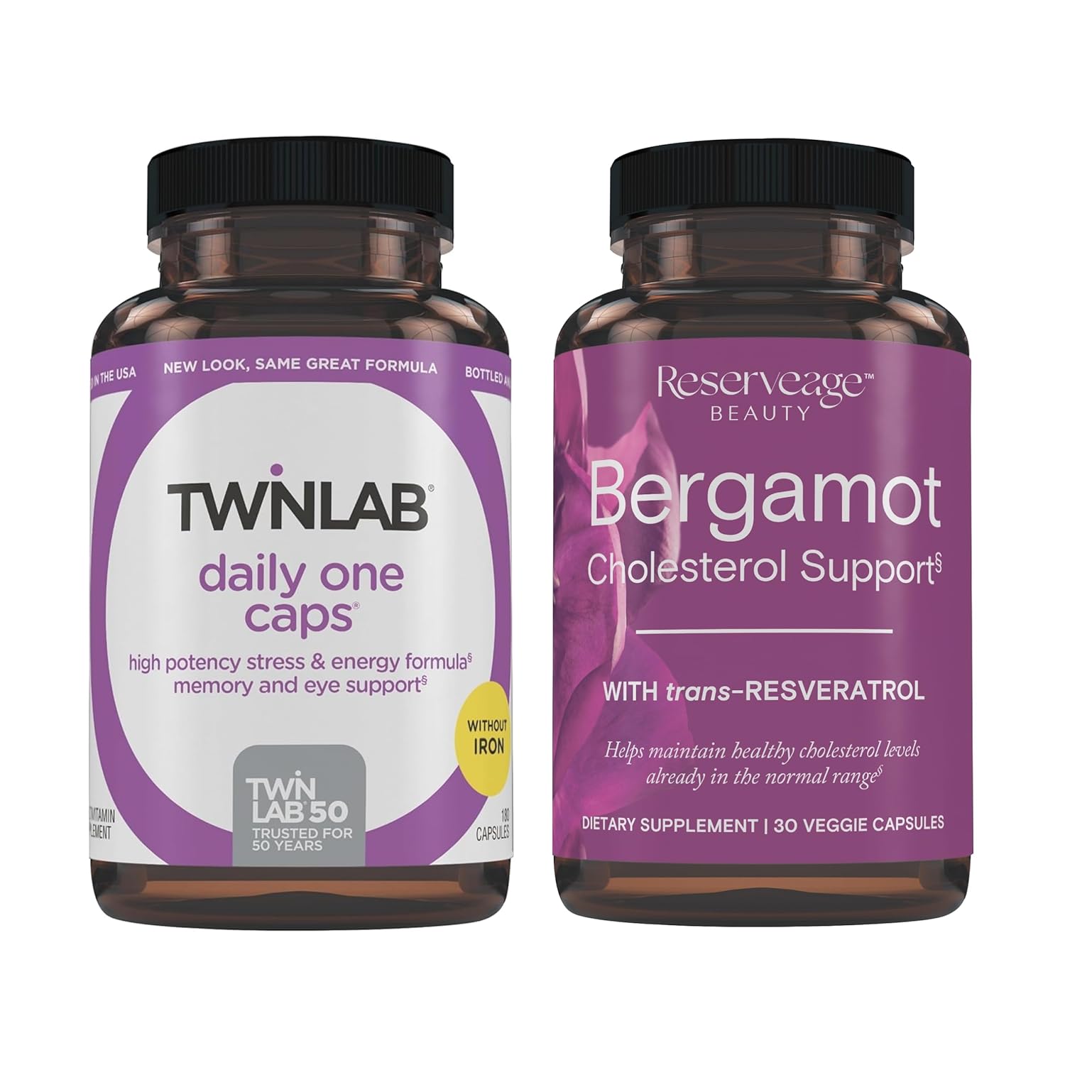 Vegan Bergamot Cholesterol Support Capsules with Resveratrol & Daily Nutritional Supplement - 30 + 180 Caps