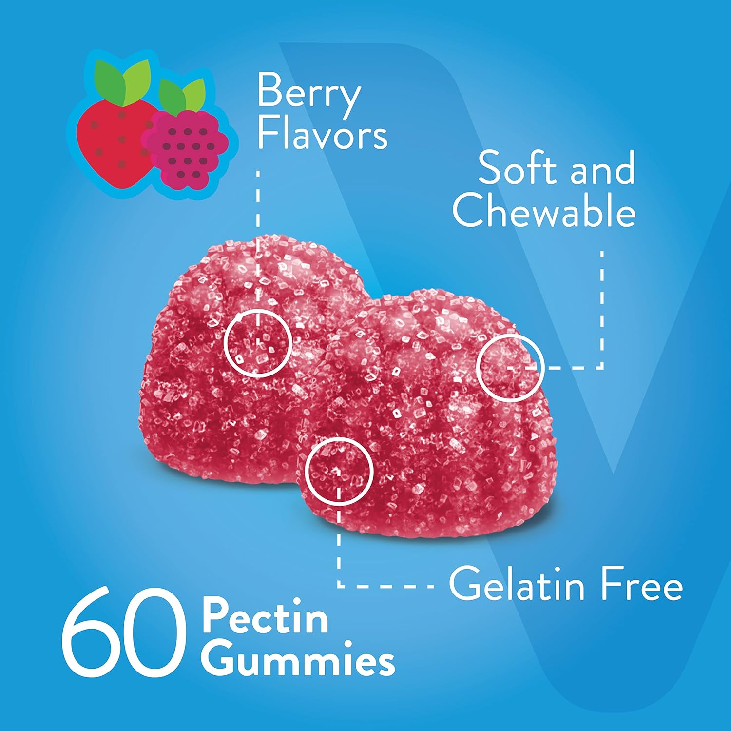 Vegan Berry Flavored Vitamin D3 Gummies for Adults & Teens - 2,000 IU, 50mcg - Muscle & Immune Support - Vegetarian Chewable Gummy