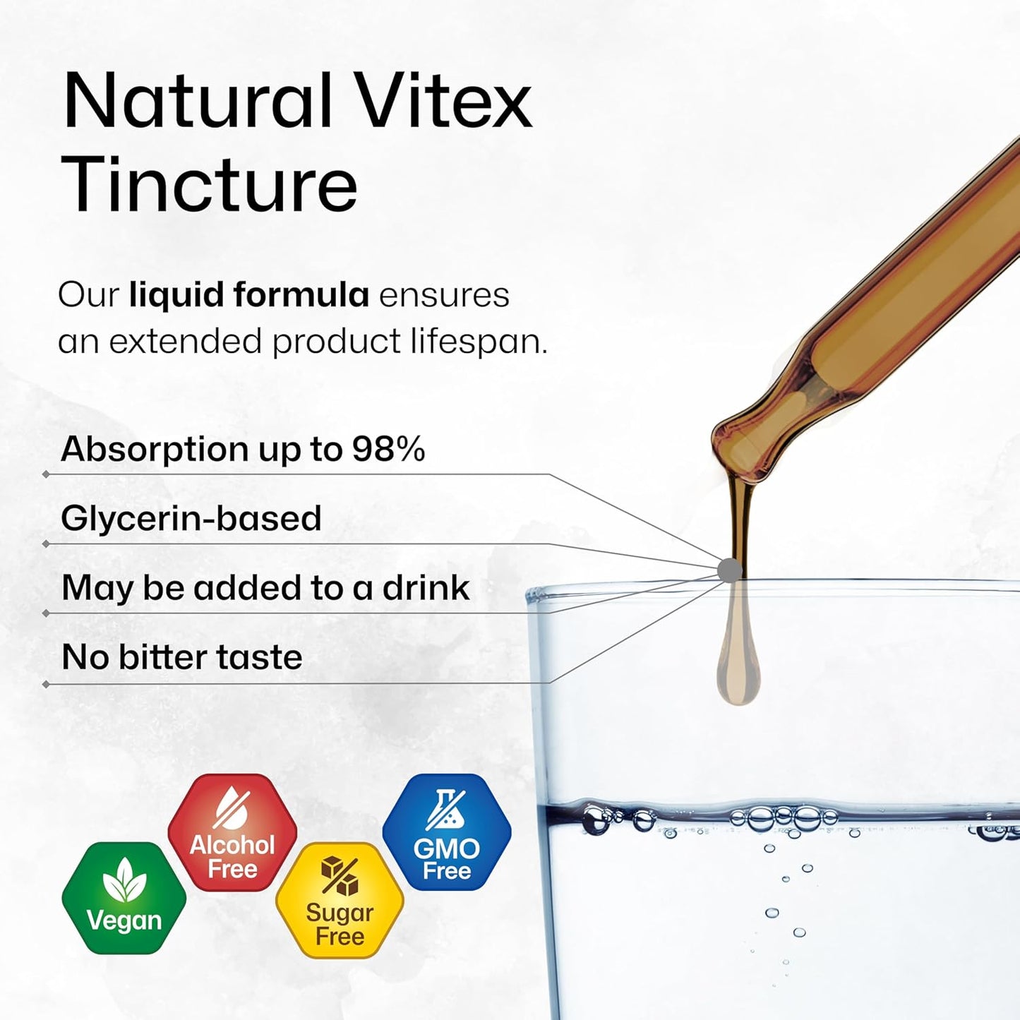 Vegan BIO KRAUTER Vitex Tincture 2 Fl.Oz - Fast Absorption Chasteberry Supplement for Women - Alcohol & Sugar Free Formula