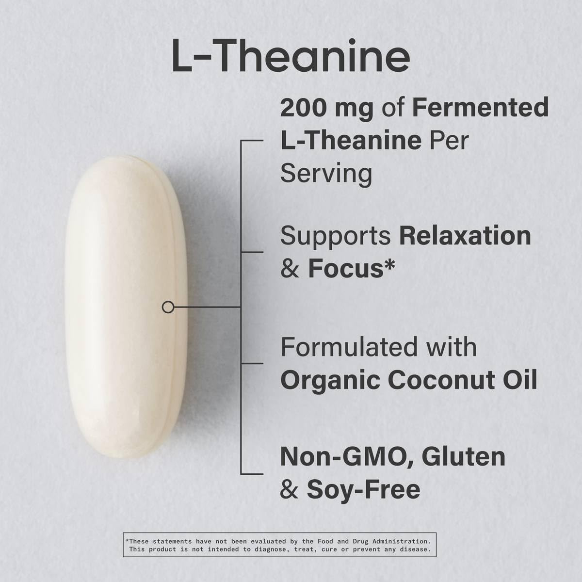 Vegan Biotin 10,000mcg with Coconut Oil Softgels & L-Theanine Supplement 200mg for Focus & Relaxation - 4 Month Supply