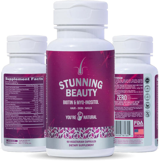 Vegan Biotin 5000mcg with Collagen and Keratin - Hair Growth Support Supplement for Women & Men - Skin and Nails Vitamins with OptiMSM, Vitamin E, C, D3, B12, Zinc - Gluten Free - 60 Capsules