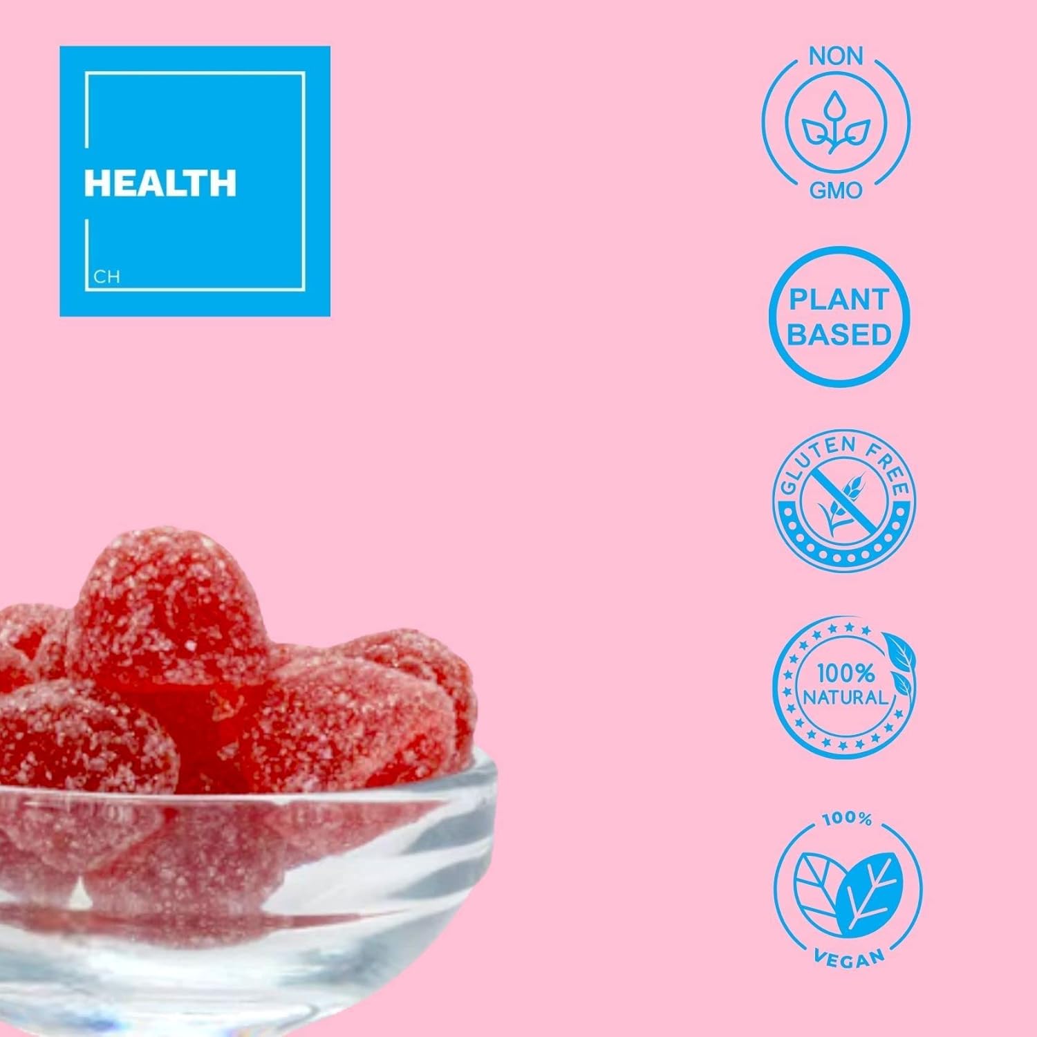 Vegan Biotin Boost Gummies 10,000mcg for Hair, Skin & Nails - Dietary Supplement for Faster Growth - Raspberry Flavor - 60 Count