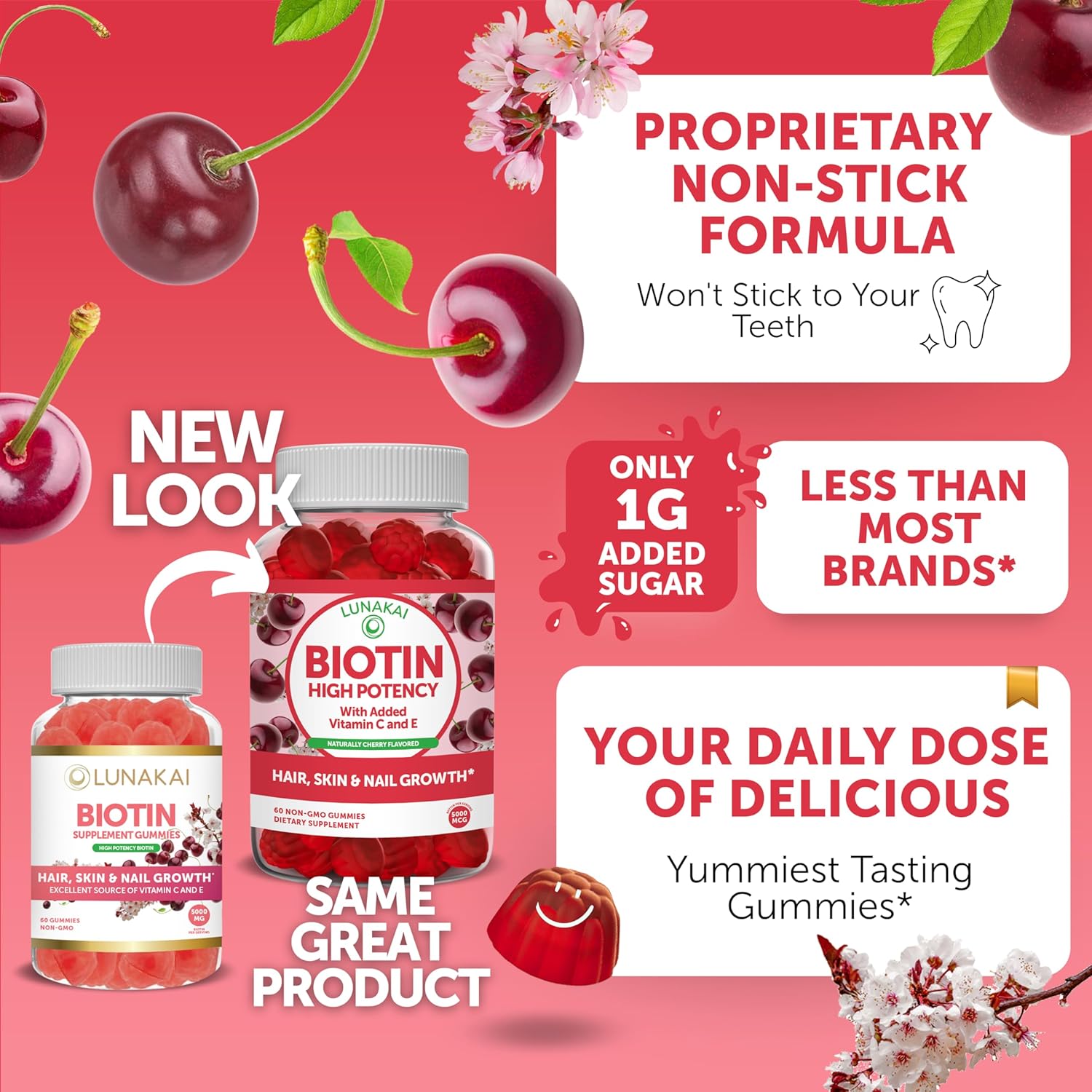 Vegan Biotin & Vitamin B12 Gummies Bundle for Hair, Skin & Nails Growth - Includes Vitamin C & E - Non-GMO Supplement for Energy & Bone Health - 30 Day Supply