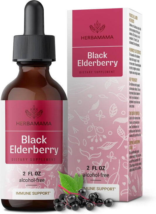 Vegan Black Elderberry Drops for Immune Support - Non-GMO Liquid Extract - Alcohol & Sugar-Free - 21-Day Supply