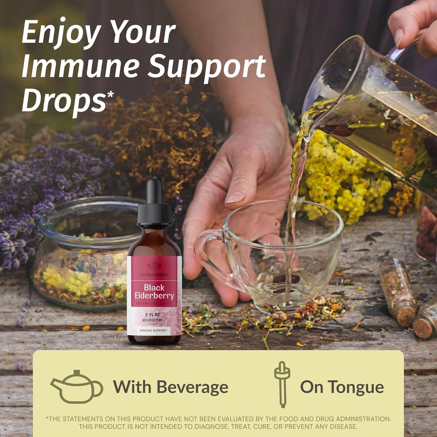Vegan Black Elderberry Drops for Immune Support - Non-GMO Liquid Extract - Alcohol & Sugar-Free - 21-Day Supply
