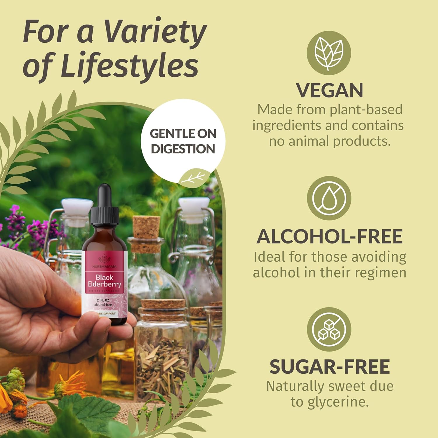 Vegan Black Elderberry Drops for Immune Support - Non-GMO Liquid Extract - Alcohol & Sugar-Free - 21-Day Supply