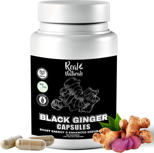 Vegan Black Ginger Extract Capsules for Men - 500mg (100 Capsules) - Boost Endurance and Performance