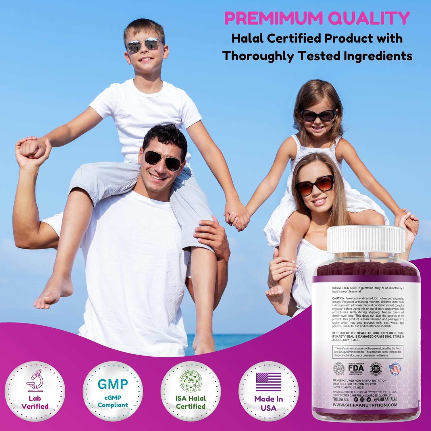 Vegan Black Sambucus Elderberry Gummies with Vitamin C and Zinc for Immune Support | Non-GMO Halal Vitamins | 60 Gummies