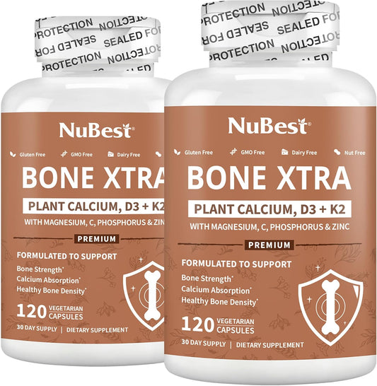 Vegan Bone Strength Formula with Plant-based Calcium for Teens and Adults - 2 Months Supply (2 Pack)