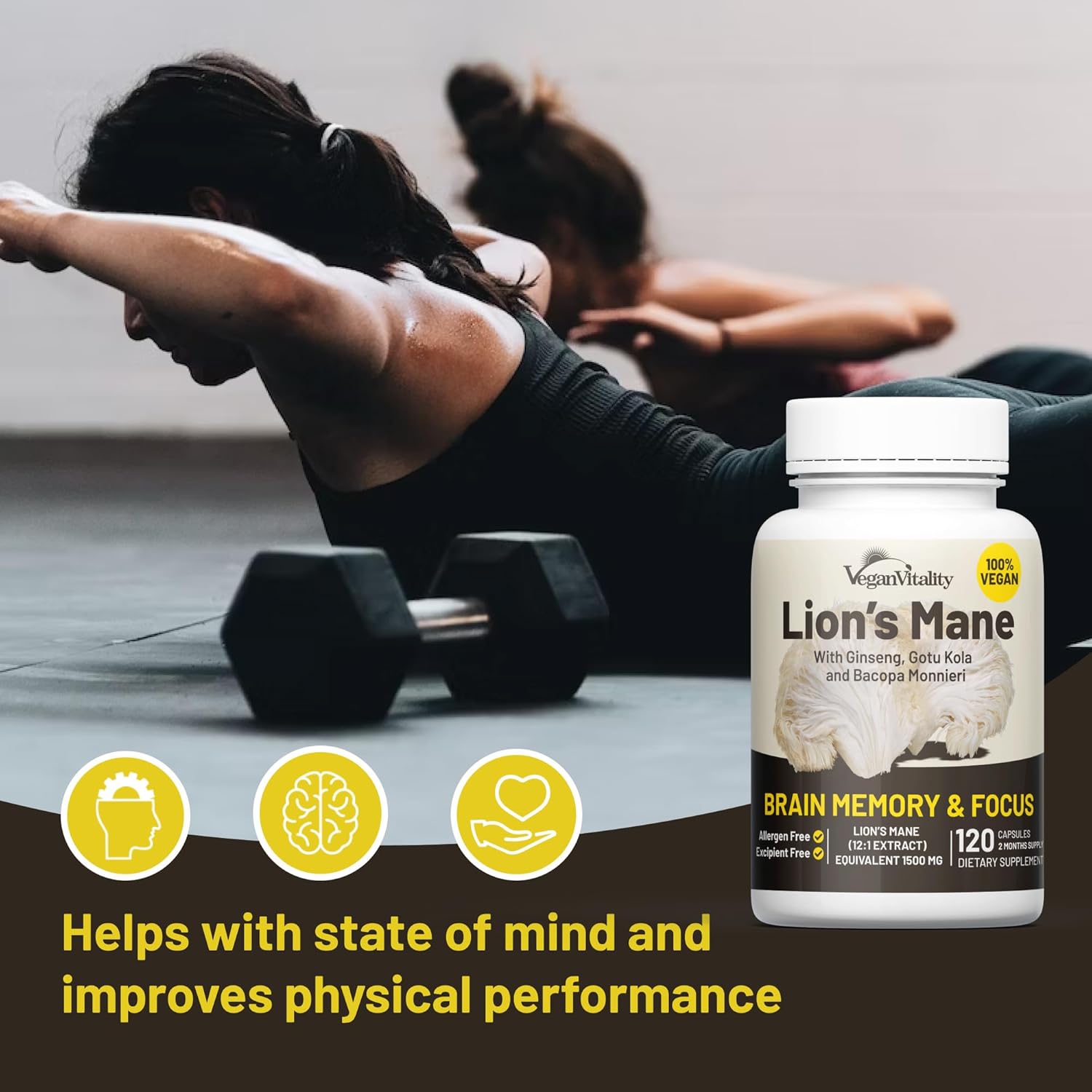 Vegan Brain Health Bundle - Lions Mane Nootropic Capsules & Vegan Multivitamins. Plant-Based Supplements for Memory, Focus & Overall Health