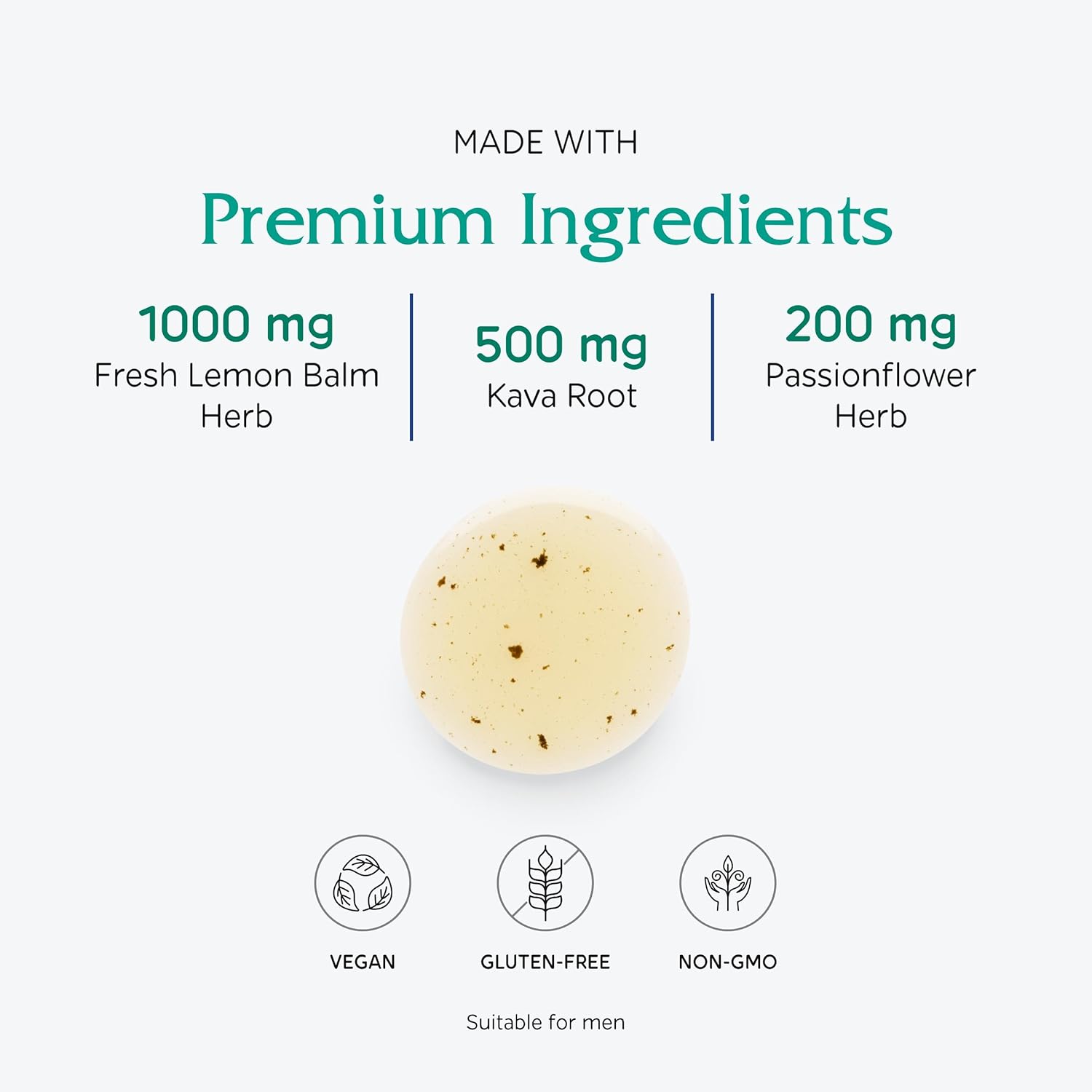 Vegan Brain Health Liquid Supplement with Lemon Balm, Kava Kava & Passionflower for Tension & Irritability - 4 Fl Oz