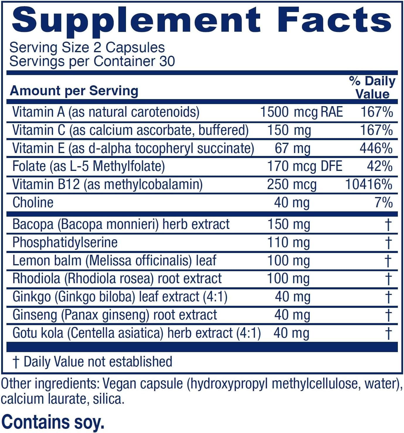 Vegan Brain Support Supplement - Vitanica MindBlend, 60 Capsules