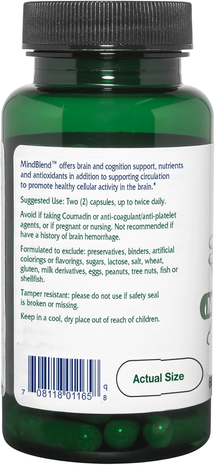 Vegan Brain Support Supplement - Vitanica MindBlend, 60 Capsules