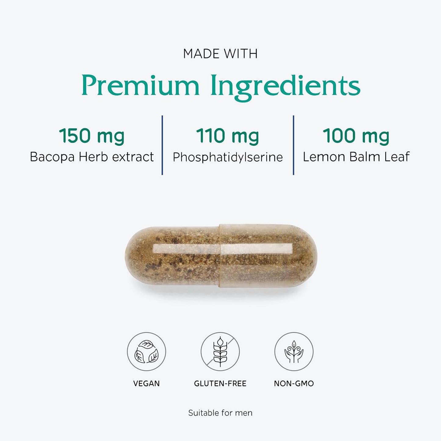 Vegan Brain Support Supplement - Vitanica MindBlend, 60 Capsules