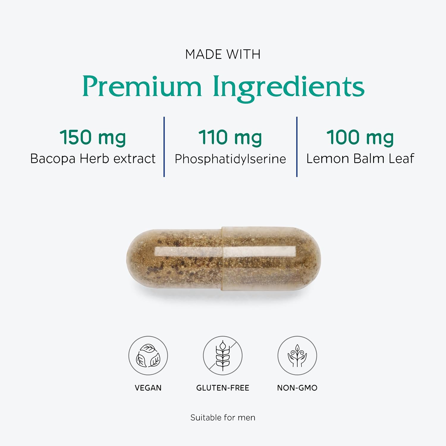 Vegan Brain Support Supplement - Vitanica MindBlend, 60 Capsules