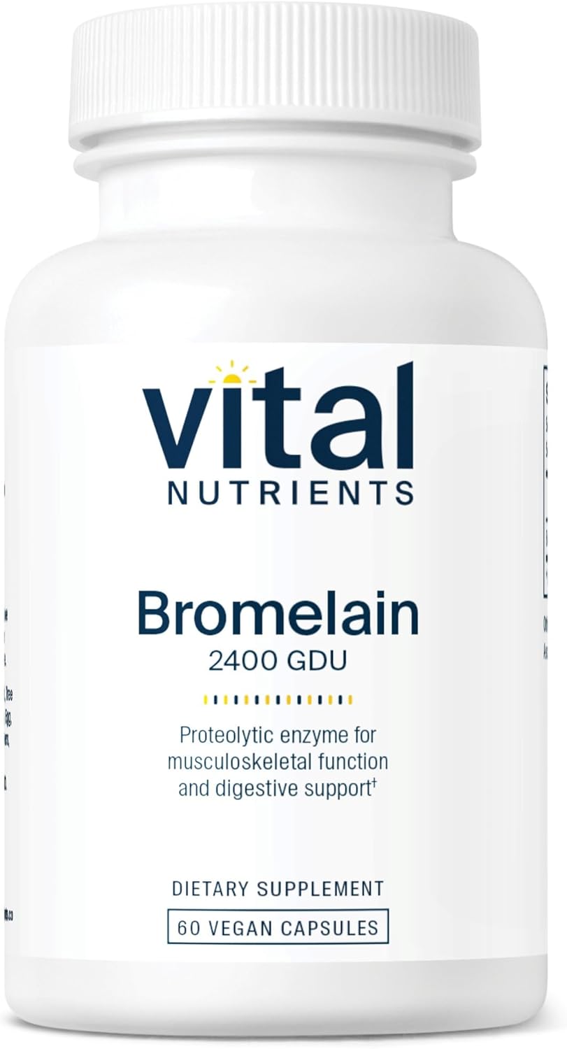 Vegan Bromelain Supplement for Protein Digestion - Non-GMO Digestive Enzyme from Pineapple - 60 Capsules