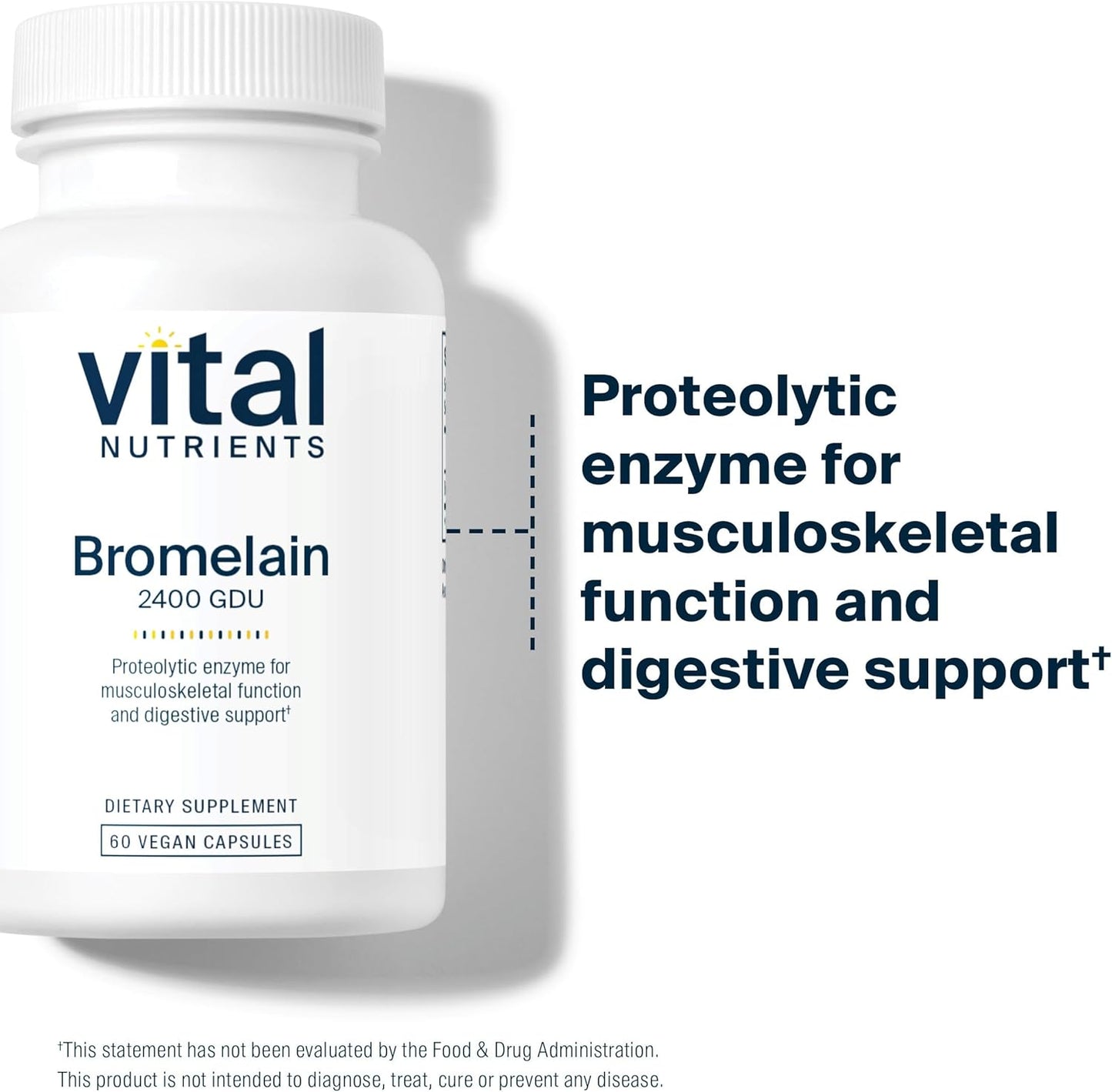 Vegan Bromelain Supplement for Protein Digestion - Non-GMO Digestive Enzyme from Pineapple - 60 Capsules