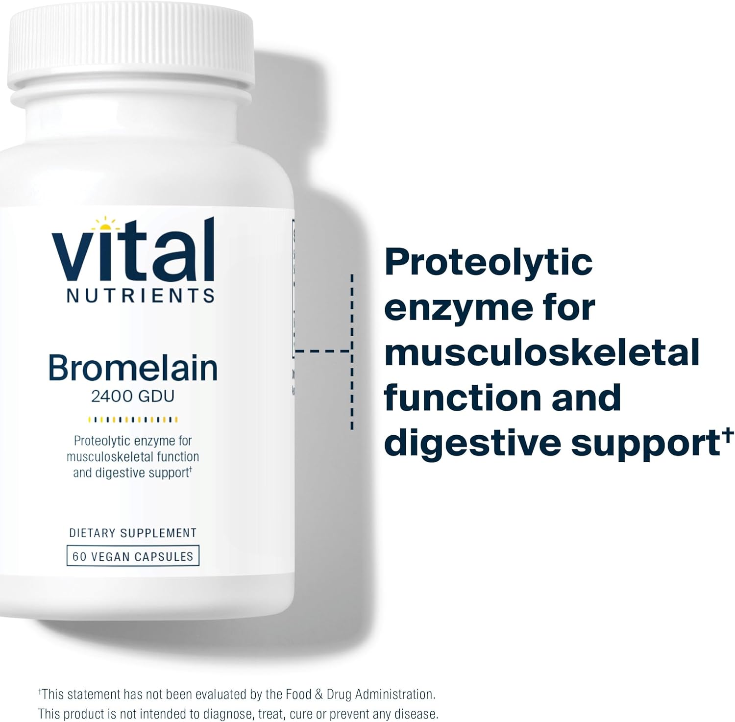 Vegan Bromelain Supplement for Protein Digestion - Non-GMO Digestive Enzyme from Pineapple - 60 Capsules