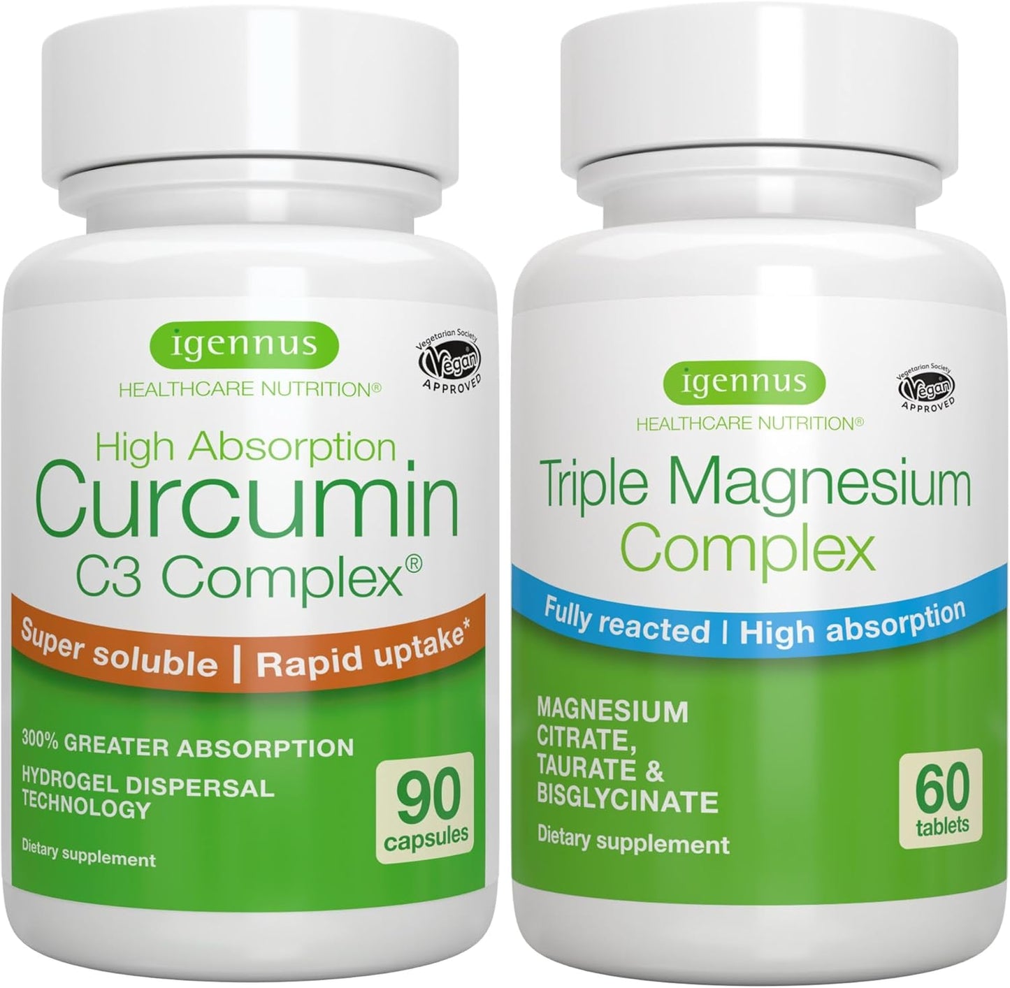 Vegan Bundle: Triple Magnesium Complex with High Absorption Curcumin - Enhanced Absorption for Optimal Health