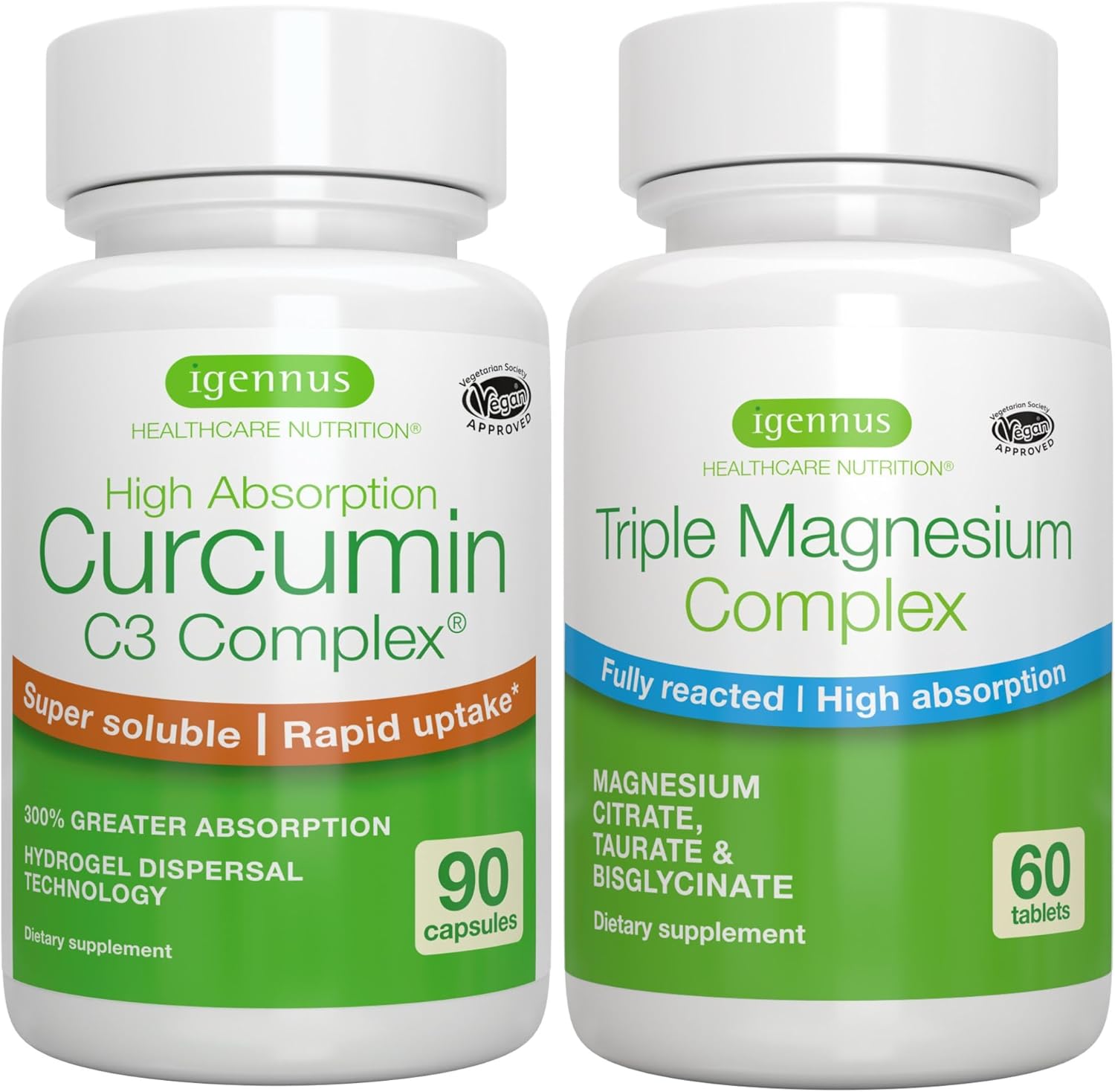 Vegan Bundle: Triple Magnesium Complex with High Absorption Curcumin - Enhanced Absorption for Optimal Health