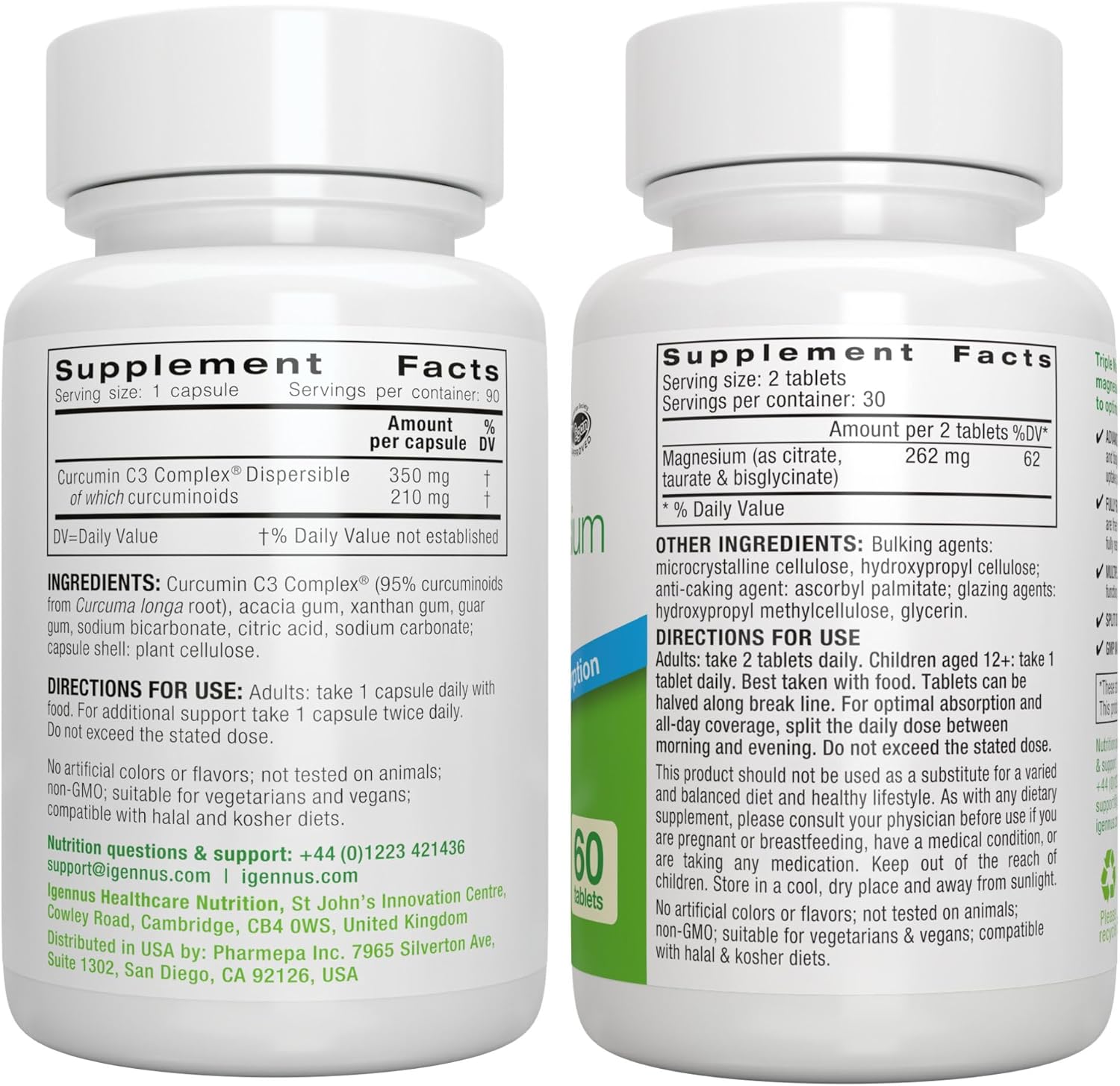 Vegan Bundle: Triple Magnesium Complex with High Absorption Curcumin - Enhanced Absorption for Optimal Health