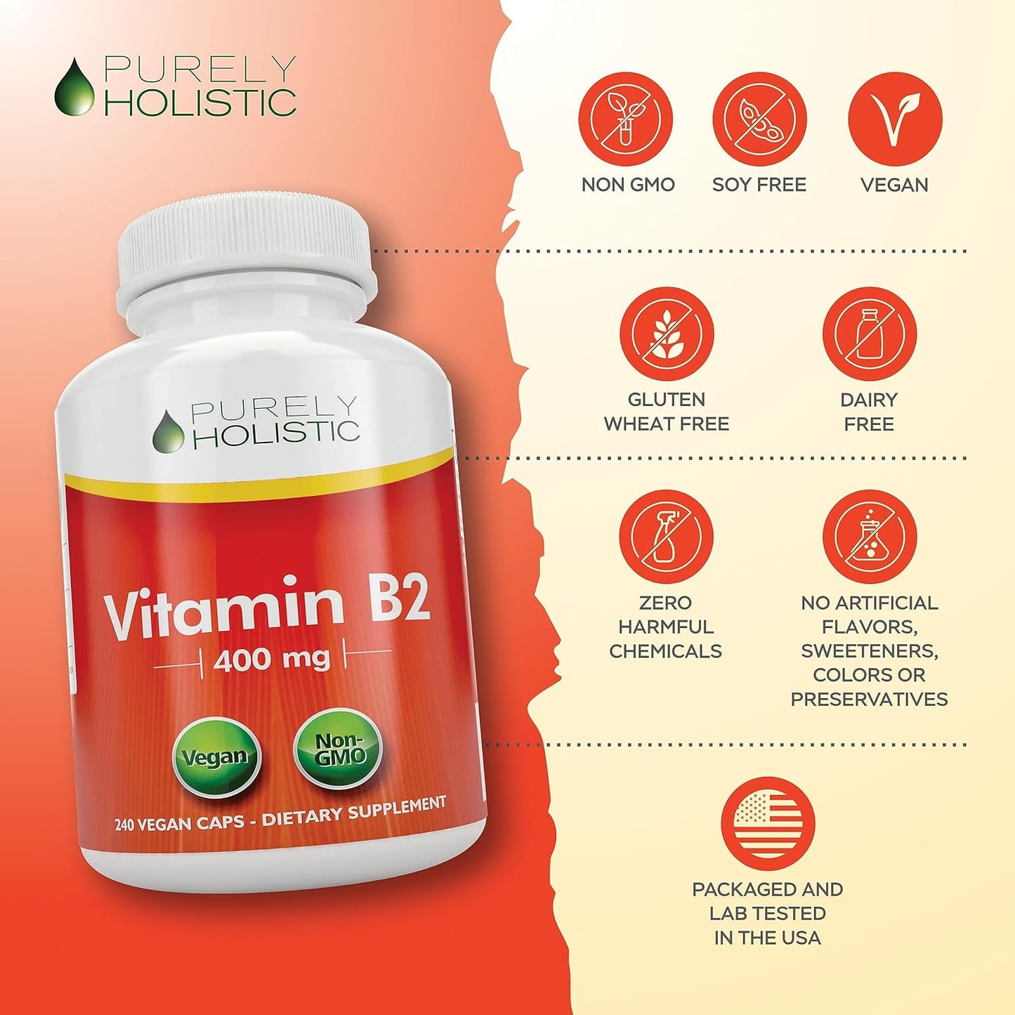 Vegan Bundle: Vitamin B2 Riboflavin 400mg + Magnesium Glycinate 400mg - 510 Capsules - USA Made