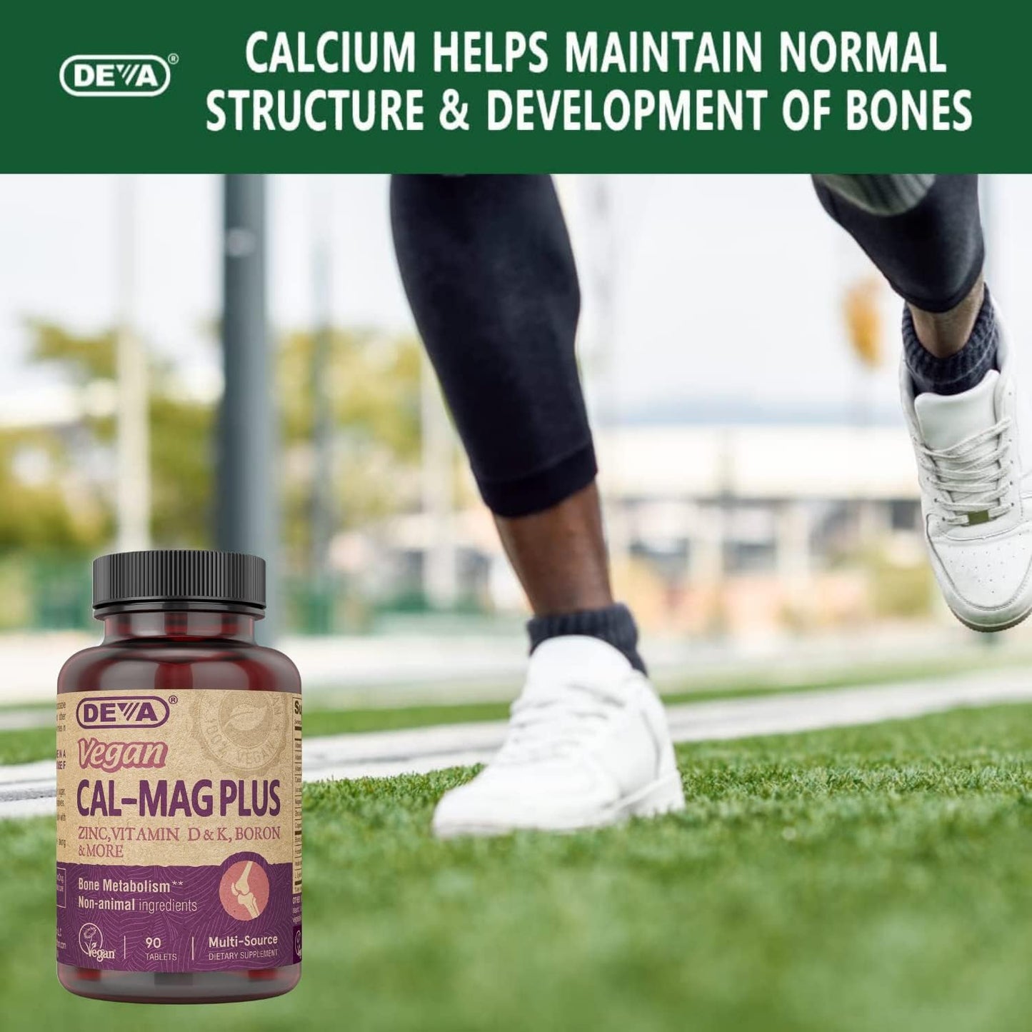 Vegan Calcium Magnesium Supplement with Zinc, Vitamin C, D, K, & Boron - Gluten & Sugar Free (90 Tablets)
