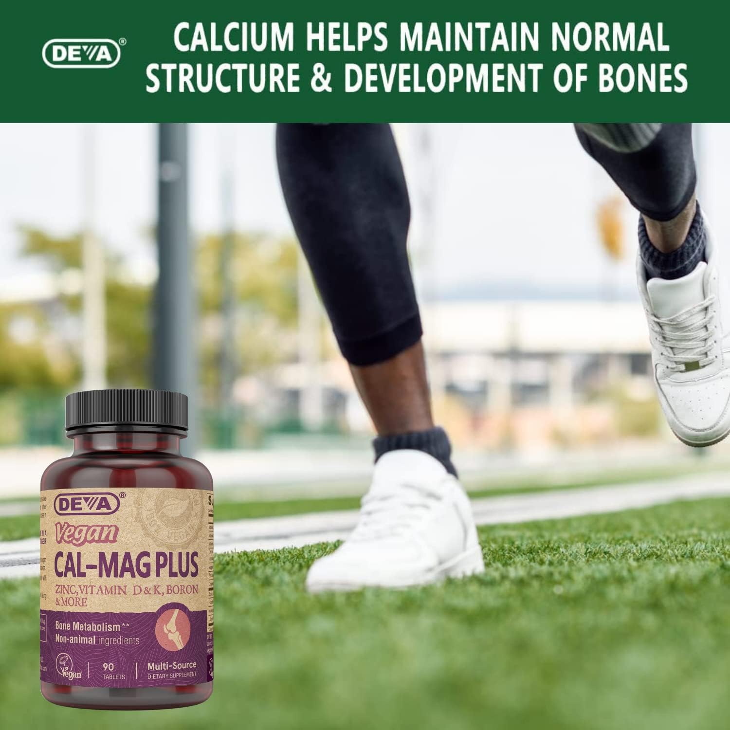 Vegan Calcium Magnesium Supplement with Zinc, Vitamin C, D, K, & Boron - Gluten & Sugar Free (90 Tablets)