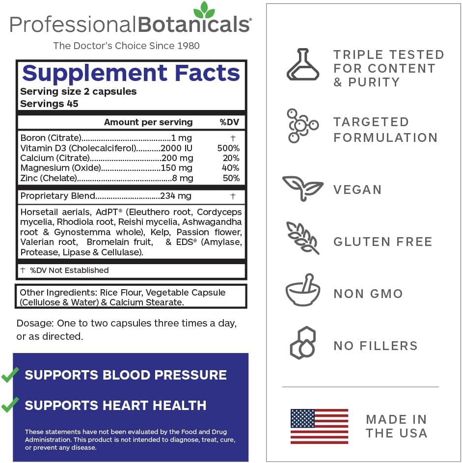 Vegan Cal/Mg + Boron Capsules for Bone Health, Skin, Teeth, and Nails - 90 Vegetarian Capsules
