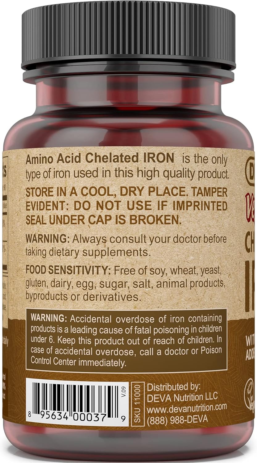 Vegan Chelated Iron Supplement with Vitamin B-12, 29 mg, 90 Tablets