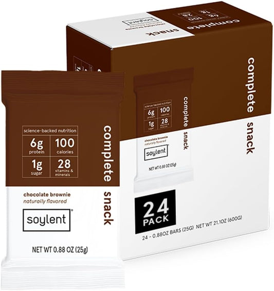 Vegan Chocolate Brownie Protein Bars - Gluten Free, Low Sugar, 6g of Energy - 24 Count