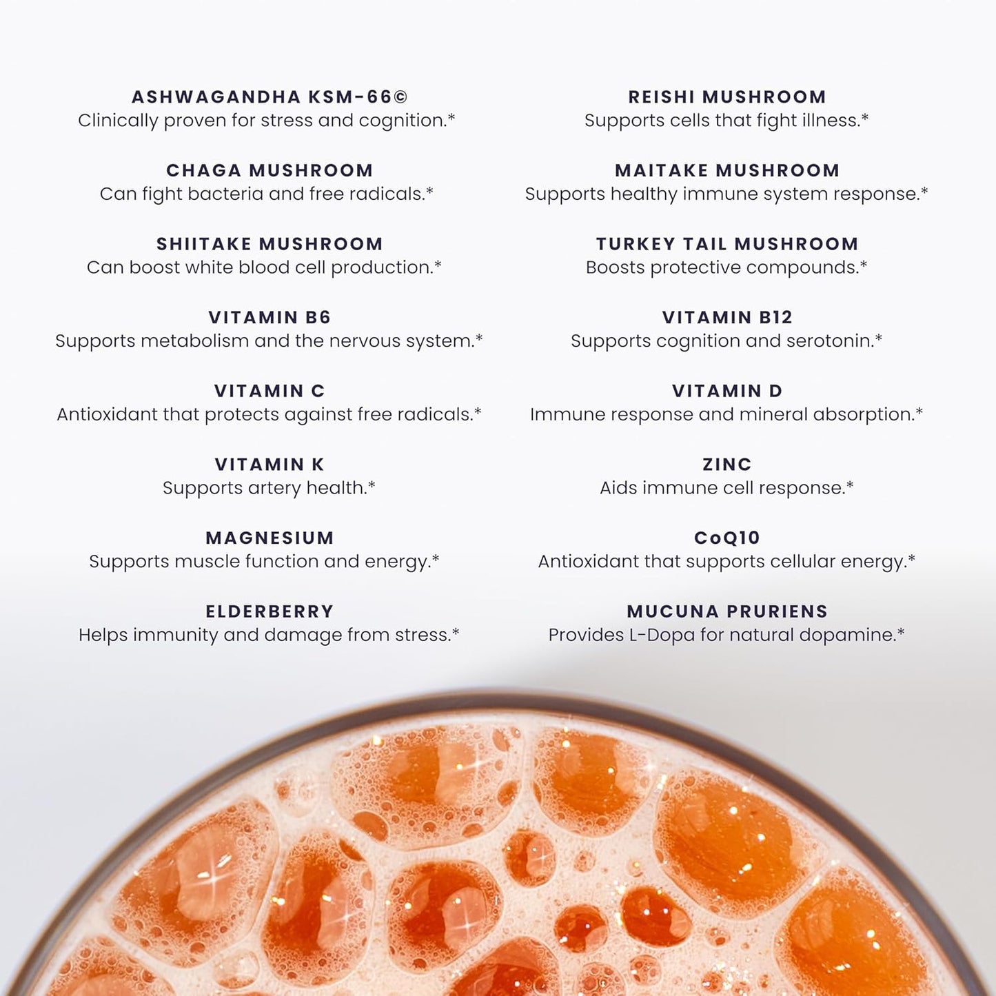 Vegan Citrus Beverage with Immune Support - 16 Vitamins, Antioxidants, Minerals, Adaptogens, Mushrooms - Non-GMO, No Sugar, Dairy, Gluten