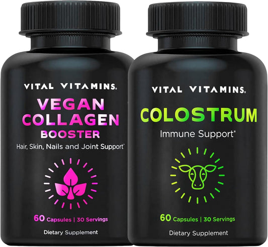 Vegan Collagen Booster and Colostrum Capsules for Vital Vitamins Supplement