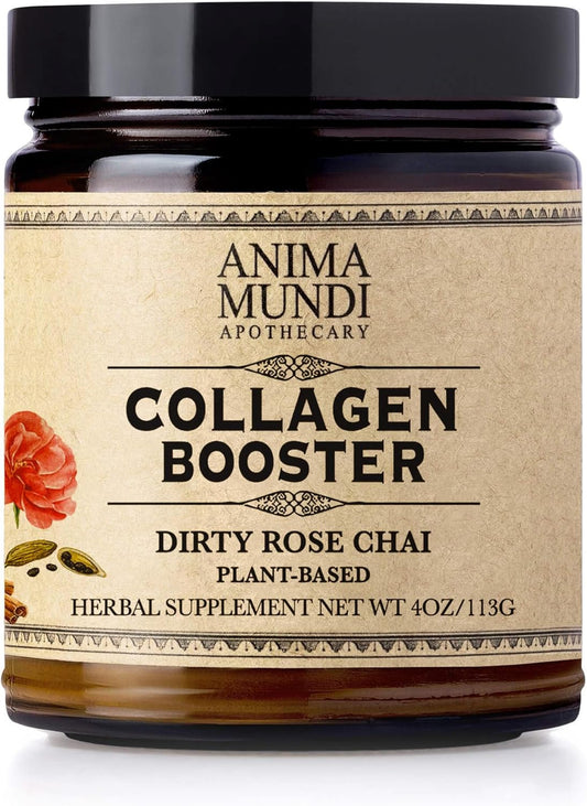 Vegan Collagen Booster Powder with Vanilla Rose Chai Spice - Beauty Supplement for Skin, Hair & Nails - Easy Drink Mix (4oz) by Anima Mundi Apothecary