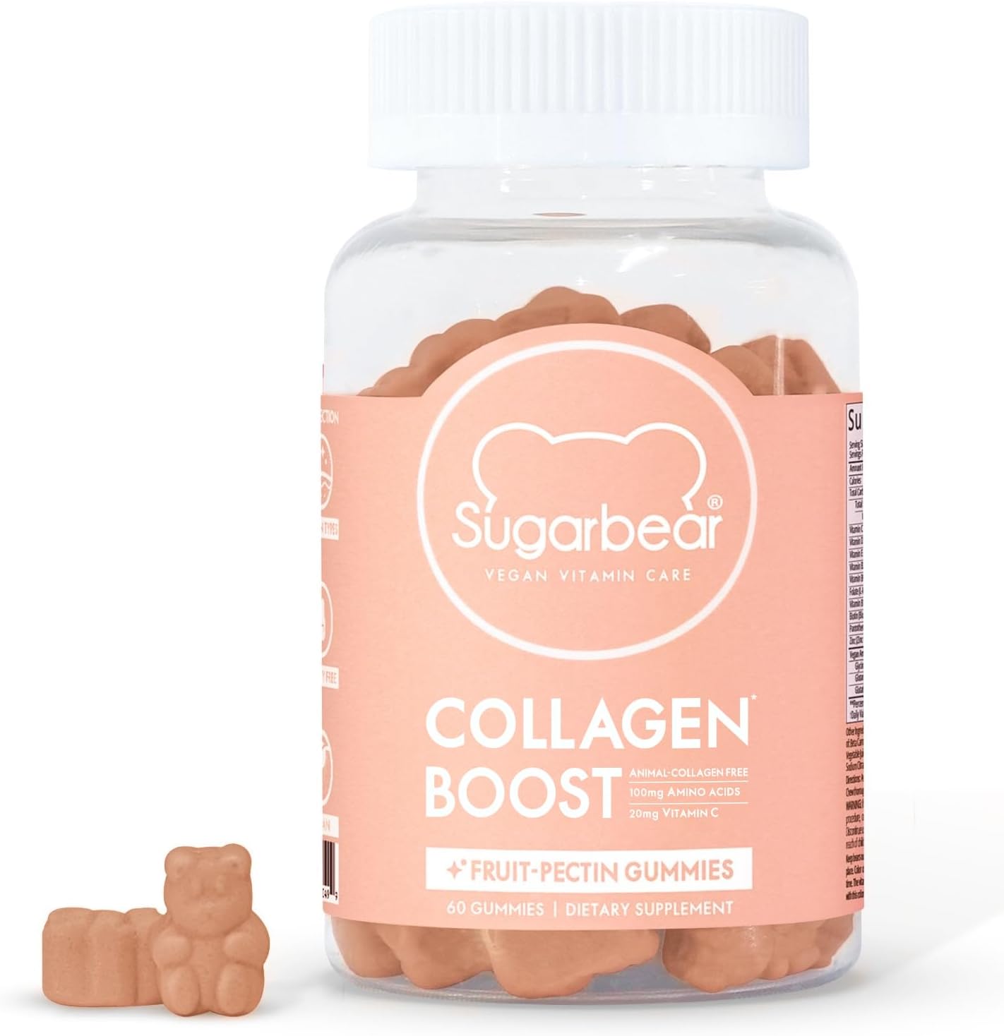 Vegan Collagen-Boosting Multivitamin Gummies with Amino Acids, Vitamin C, D, B-12, Biotin - Promotes Hair, Nail, Skin, Bone & Joint Health - 60 Count